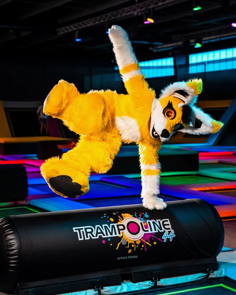 Trampoline 44 — la mascotte du parc en plein saut